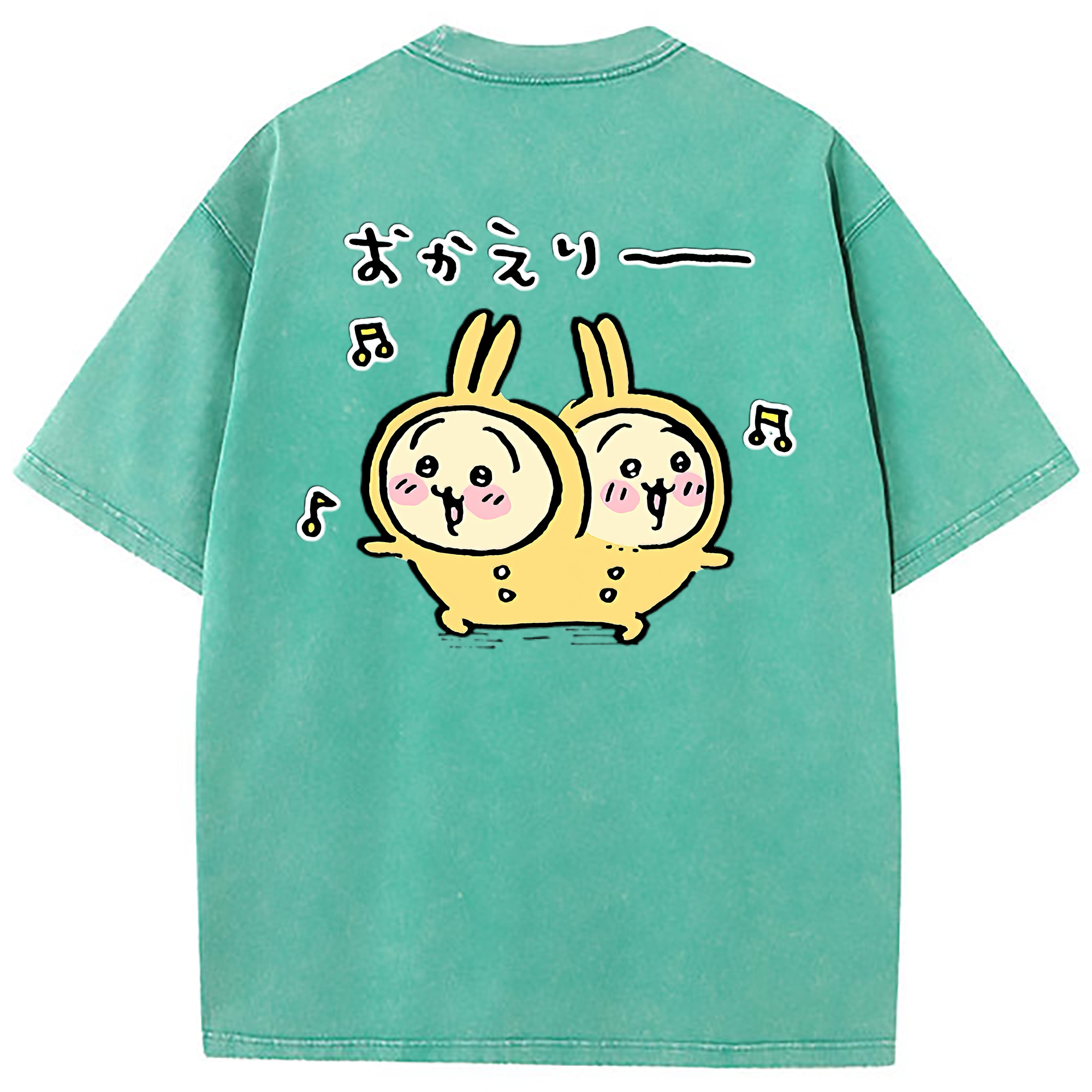 （画像用） ちいかわ うさぎ Chii-kawa usagi 綿100% ヴィンテージ風 半袖Tシャツ（背面プリント）